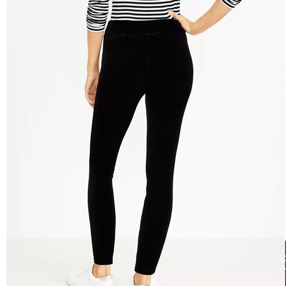 Loft Black Velvet Leggings Pants Size M Stretch - Picture 4 of 15